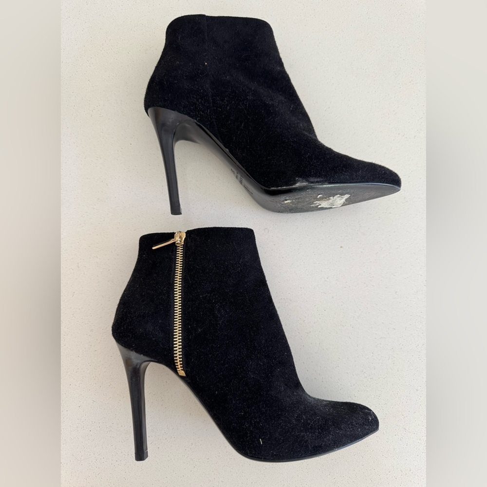 LANVIN black suede leather ankle boots size 37